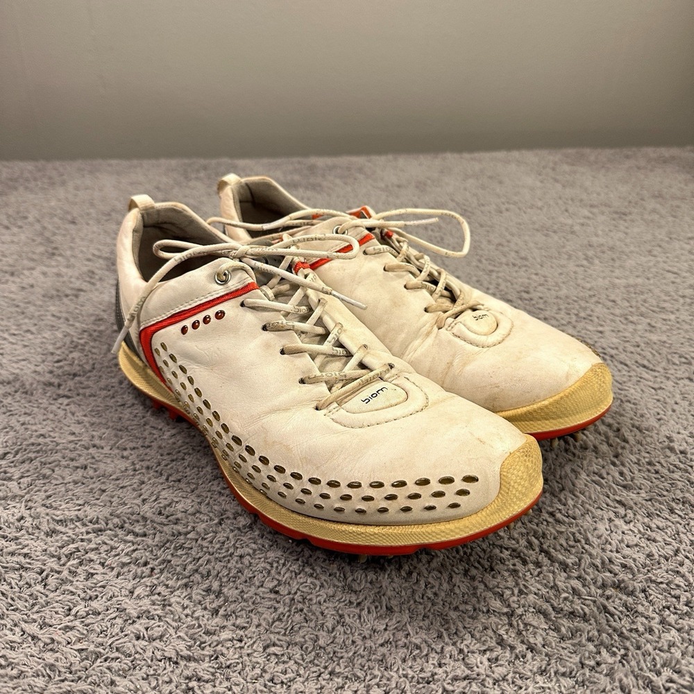 Ecco Biom Natural Motion Hydromax Golf Shoes Mens 9 White Leather Spiked Sneaker
